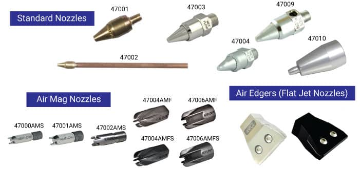 varous air nozzles 