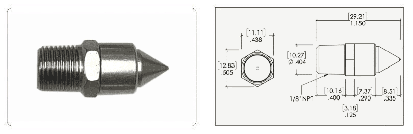 An image showing dimension Model 47003SM-316L of the air nozzle.