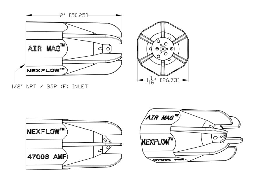 Dimension Chart 47006AMF Air Mag Nozzle