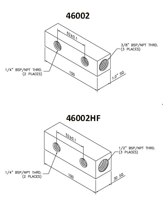 Dimension Chart 46002 and 46002HF