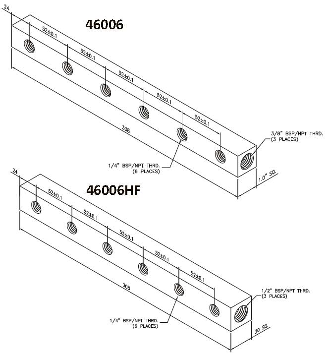 Dimension Chart 46006 and 46006HF