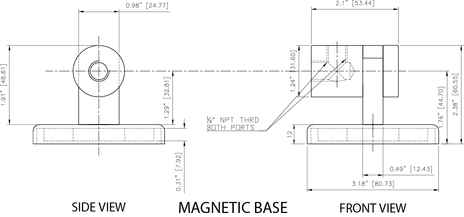 Dimension Chart for Magnetic Base