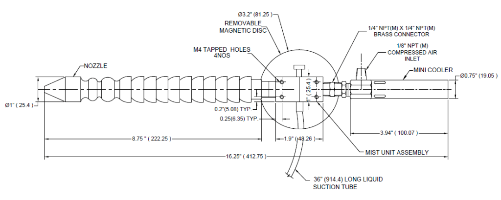 Dimension for Mist Tool Cooler